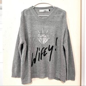 THE LAUNDRY ROOM Oversized WIFEY PULLOVER grey sweater womens size S